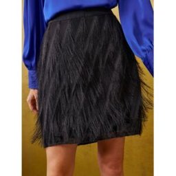 Love & Roses Love & Roses Fringe Mini Skirt Noir FR 52 (EU 50)