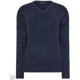 M & Co M & Co V-Neck Mini Cable Jumper bleu FR 44-46 (EU 42-44)