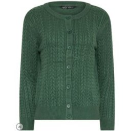 M & Co M & Co Petite Mini Cable Crew Neck Cardigan vert FR 38-40 Petite (EU 36-38 P)