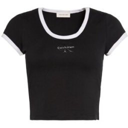 Klein Calvin Klein Slim Cotton Stretch Ringer T-Shirt Noir XS (FR 34-36)