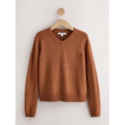 Next Pull super doux à Manches longues à Col V Brun M Regular (FR 42-44)