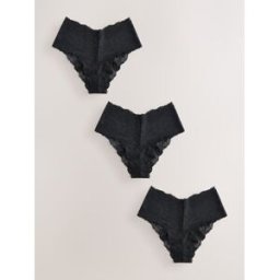 Next Lot de 3 culottes à contrôle moyen sur l'ensemble en dentelle Noir FR 40 (EU 38)