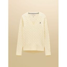 Joules Joules Classic V-Neck Cotton Cable Knit Jumper crème FR 54 (EU 52)
