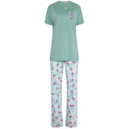 Long Tall Sally Long Tall Sally Short Sleeve Wide Leg Pyjamas Set vert FR 48-50 Tall (EU 46-48 T)