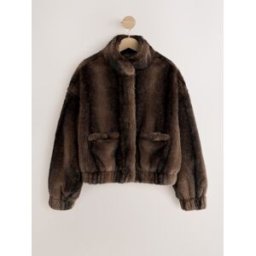 Next Blouson aviateur noir en fourrure synthétique Brun L (FR 46-48)
