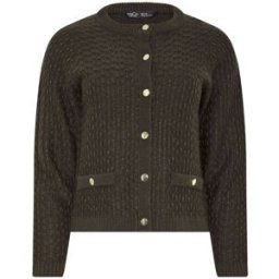 M & Co Cardigan M & Co Petites tailles Button Up Brun FR 38-40 Petite (EU 36-38 P)