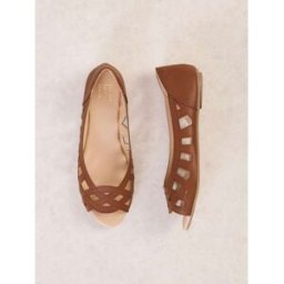 Friends Like These Friends Like These Ballerines plates en similicuir à bout ouvert ajouré Chaussures Brun EU 40 (UK 7 W)