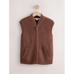 Next Gilet sans manches zippé en maille avec poches Brun XS Regular (FR 34-36)