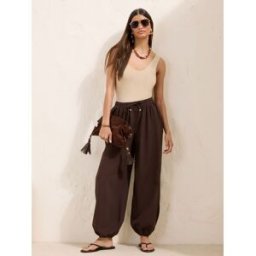 friendslikethese Friends Like These Chocolate Brown Elasticated Waist Relaxed Balloon Trousers Brun FR 46 (EU 44)