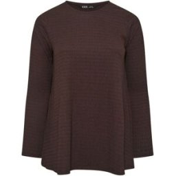 Yours Curve Yours Curve Textured Long Sleeve Swing Top Brun FR 48 (EU 46)