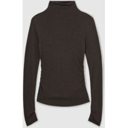 Reiss Reiss Heidi Lyocell-Wool Ruched Mock-Neck Top Brun S (FR 38-40)