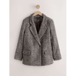 Next Blazer N. Premium à col contrastant à chevrons Brun FR 56 (EU 54)