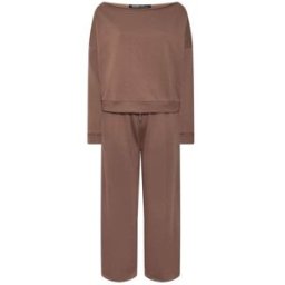 Yours Curve Yours Curve Sweat-shirt à épaules dénudées & pantalon de survêtement ample Brun FR 52-54 L30 (EU 50-52 L30)