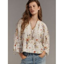 Anthropologie Anthropologie Cotton Pintuck V-Neck Blouse crème M (FR 42-44)