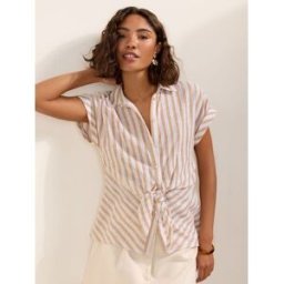 friendslikethese Friends Like These Blouse à manches courtes et naud sur le devant. crème FR 38 (EU 36)