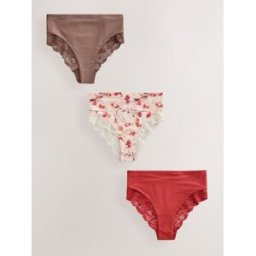 Next Lot de culottes taille haute en microfibre et dentelle 3 crème FR 50 (EU 48)