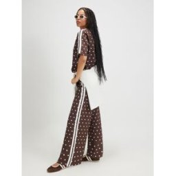 River Island River Island Polka Dot Neoprene Tape Trousers Brun S (FR 38-40)