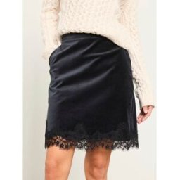 Fat Face FatFace Velvet Lace Trim Mini Skirt Noir FR 48 Long (EU 46 L)