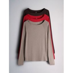 The Set The Set lot de 3 t-shirts doux au toucher à col bateau raglan Brun L (FR 46-48)