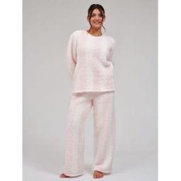 Loungeable Loungeable Borg Jumper & Wide Leg Trousers Lounge Set Rose S (FR 38-40)