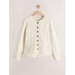 Next Veste en maille structurée à manches longues crème M Regular (FR 42-44)