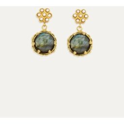 Ottoman Hands Ottoman Hands Estatira Pearl Flower and Labradorite Drop Earrings doré Un an