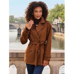 Sosandar Sosandar trench-coat mi-long en Faux suède Brun FR 46 (EU 44)