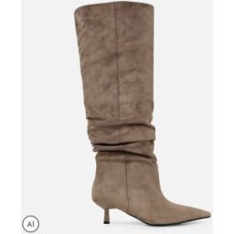 Simmi London Simmi London Brundle Knee High Ruched Kitten Heeled Boots Brun EU 41 (UK 8)