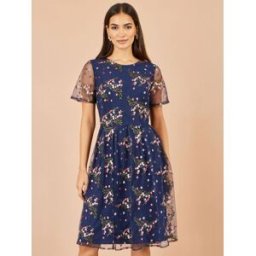 Yumi Yumi Embroidered Floral Mini Skater Dress bleu FR 44 (EU 42)