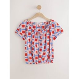 Next T-shirt à manches courtes et col dégagé à ourlet bouffant crème FR 34 Petite (EU 32 P)