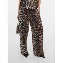 veromoda VERO MODA Brown Wide leg Leopard Print Trousers Brun FR 40 (EU 38)