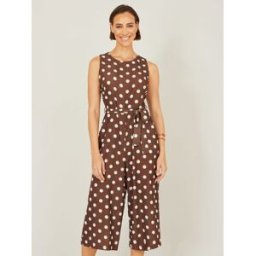 Yumi Yumi Sleeveless Tie Waist Cropped Jumpsuit Brun FR 42 (EU 40)