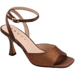 Ravel Ravel Strappy Square Toe Satin And Diamante Sandal On A Shaped Heels Brun EU 38 (UK 5)