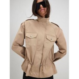 River Island River Island Funnel Neck Tie Waist Bomber Jacket Brun FR 38 (EU 36)