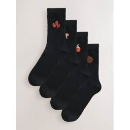 Next Lot de 4 paires de socquettes à motif brodé Noir Un an