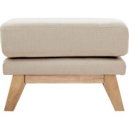 Miliboo Pouf repose-pieds déhoussable scandinave en tissu beige et bois clair OSLO