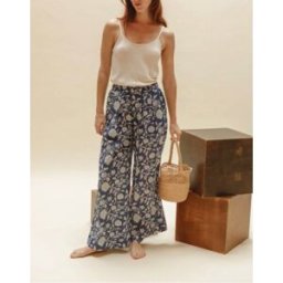 Emile et Ida - Pantalon Zevrine à fleurs bleu S
