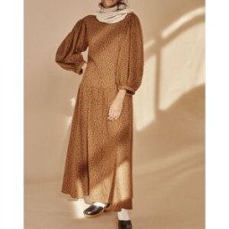 The New Society - Robe en Coton Bio Federica camel S