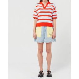 Bobo Choses - Pull Col Polo Rayures en Coton Bio x Smallable bleu/orange S