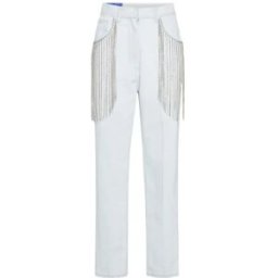 Forte forte - Jean à franges à Strass denim délavé 0