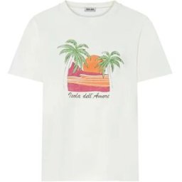 Alma Deia - T-shirt en coton bio Boxy imprimé fiore dell isola Rosa blanc cassé S