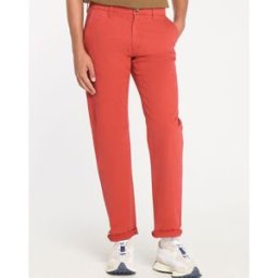 Galeries Lafayette - Pantalon chino en Coton bio droit Kutdroit rouge foncé 28