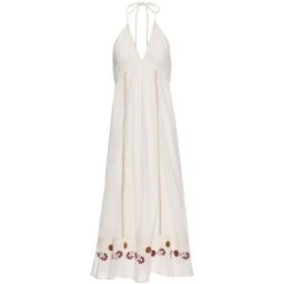 Alma Deia - Robe longue brodée dos nu en coton bio Silvia blanc cassé XL