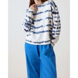 Leon & Harper - Sweat Sortie Tie & Dye Coton Bio blanc/bleu S