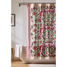 La Collection de Rideaux de Douche en Coton Imprimé Slub en Pink taille: 72" x 72" chez Anthropologie