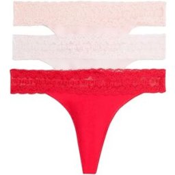 Tommy Hilfiger String Uw0uw06668 3 Unités Med Red / Light Pink / V Pink L Femme