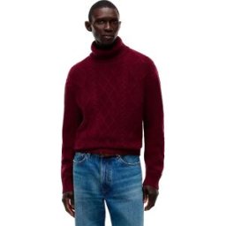 Tommy Hilfiger Pull Ny Wool Cable Foulard Burgundy M Homme