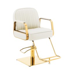 Fauteuil de coiffeur avec repose-pieds - 560 - 730 mm - 200 kg - Crème / Doré