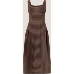 monsoon Monsoon Selena Square Neck Stripe Midi Dress Brun FR 42 (EU 40)