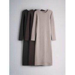 The Set The Set lot de 3 robes longues en jersey côtelé à manches longues Brun M (FR 42-44)